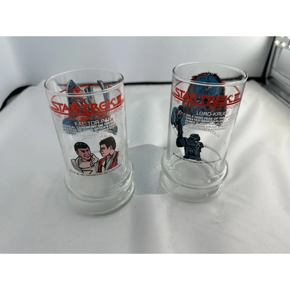 Vintage 1984 Taco Bell Star Trek 3 Movie Lord Kruge & Fal-Tor-Pan Glasses